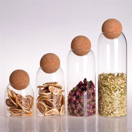 Borosilicate Glass Jar With Ball Cork 2 Borosilicate Glass Jar With Ball Cork 2