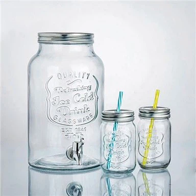 Mason Glass Drink Dispenser with Mason Jar