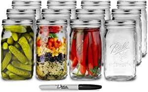 Glass Mason Jar 32 Oz With Wide Mouth Lid