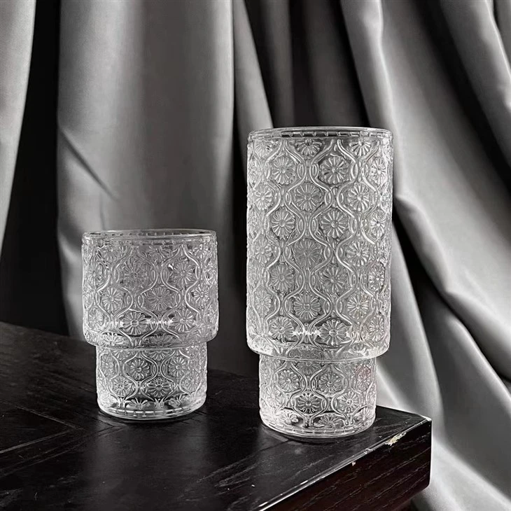 Vintage Glassware Set Drinking Glasses With Glass Straws Iced Coffee Cups For Whiskey